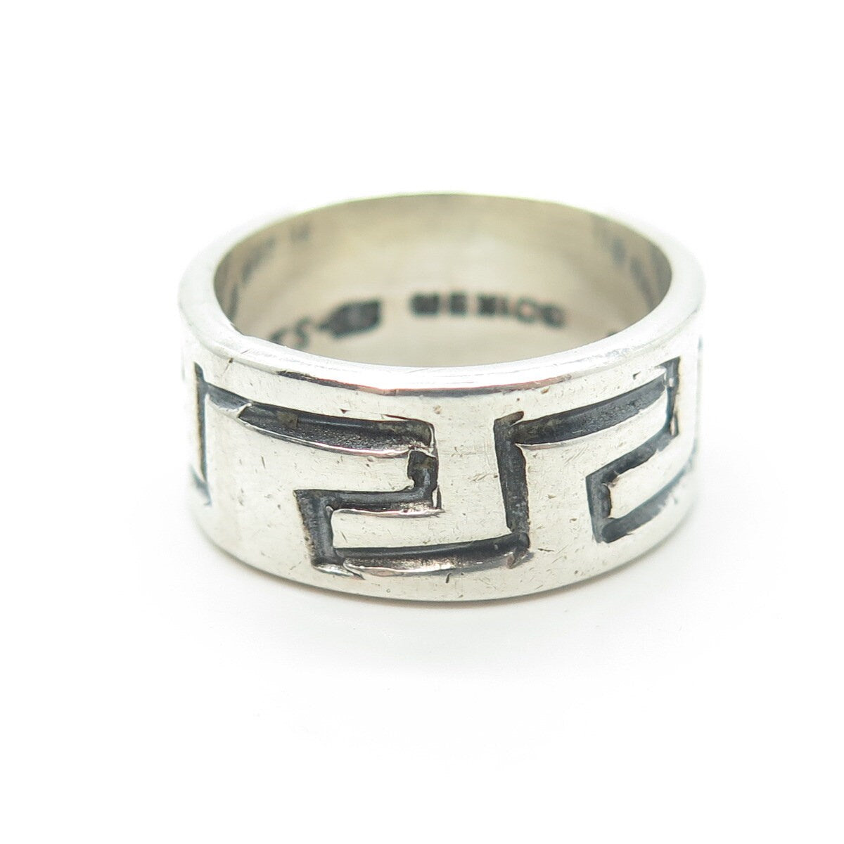 925 Sterling Silver Vintage Mexico Maze Band Ring Size 8.75