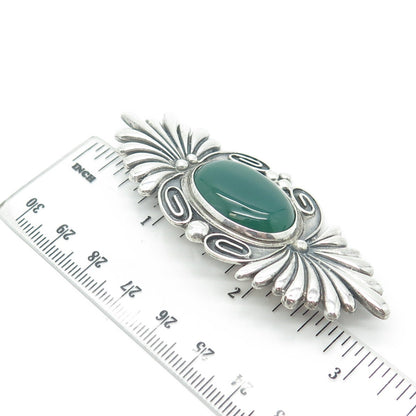 925 Sterling Silver Vintage Mexico Real Cabochon Agate Floral Swirl Pin Brooch