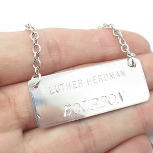 LEONORE DOSKOW 925 Sterling Silver Vintage "Luther Herdman Bourbon" Bottle Tag