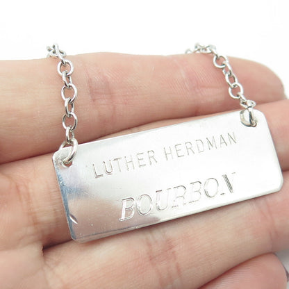 LEONORE DOSKOW 925 Sterling Silver Vintage "Luther Herdman Bourbon" Bottle Tag