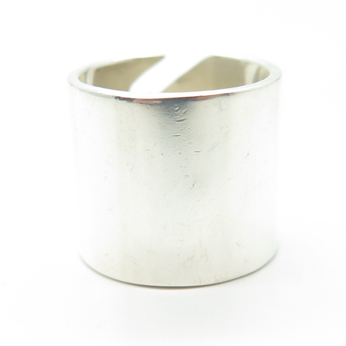 925 Sterling Silver Vintage Modernist Adjustable Zig-Zag Ring Size 8