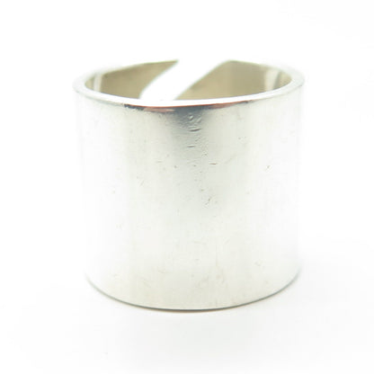 925 Sterling Silver Vintage Modernist Adjustable Zig-Zag Ring Size 8
