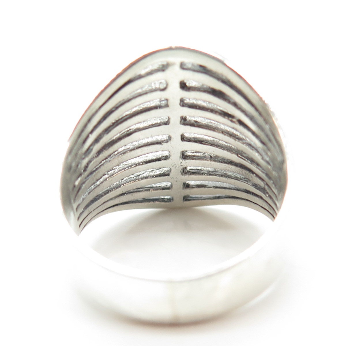 925 Sterling Silver Vintage Modernist Multi-Row Ring Size 8.75