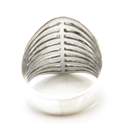 925 Sterling Silver Vintage Modernist Multi-Row Ring Size 8.75