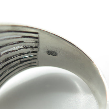 925 Sterling Silver Vintage Modernist Multi-Row Ring Size 8.75