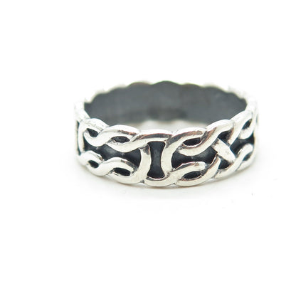 925 Sterling Silver Vintage Marine / Celtic Knot Band Ring Size 7