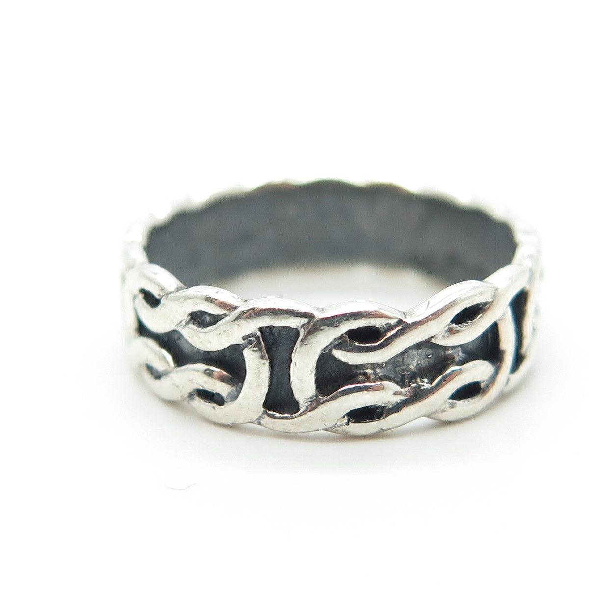 925 Sterling Silver Vintage Marine / Celtic Knot Band Ring Size 7