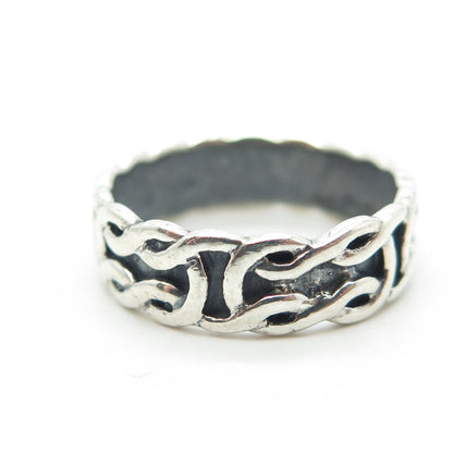925 Sterling Silver Vintage Marine / Celtic Knot Band Ring Size 7