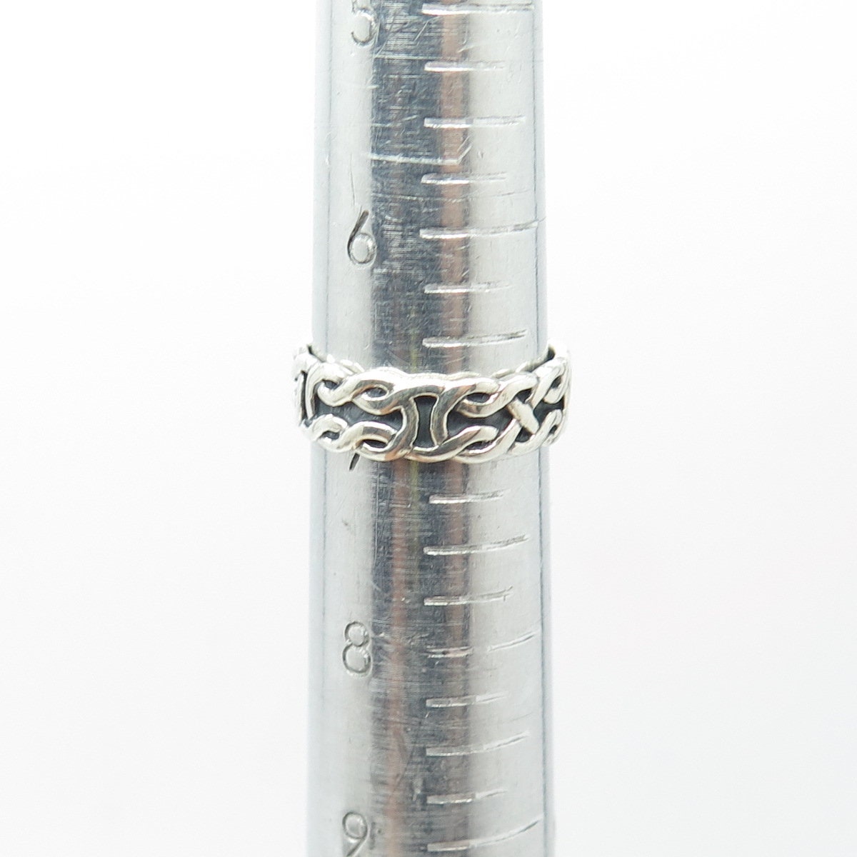 925 Sterling Silver Vintage Marine / Celtic Knot Band Ring Size 7