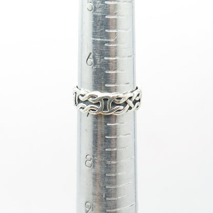 925 Sterling Silver Vintage Marine / Celtic Knot Band Ring Size 7