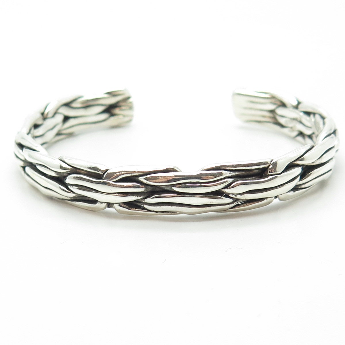 925 Sterling Silver Vintage Mexico Woven Adjustable Bracelet 7"