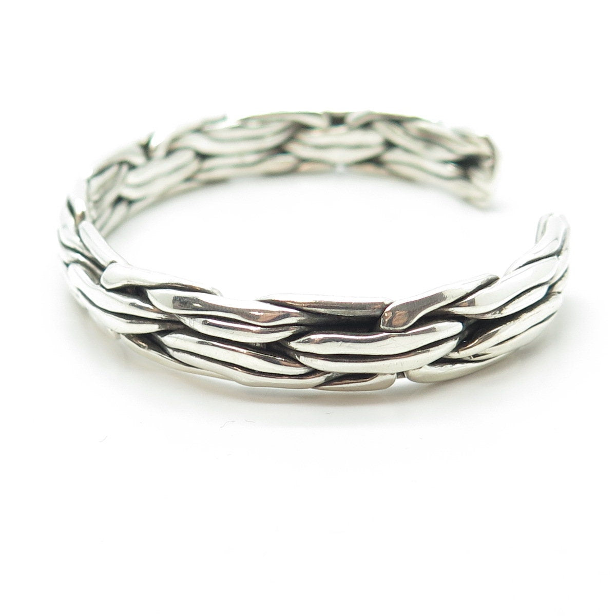 925 Sterling Silver Vintage Mexico Woven Adjustable Bracelet 7"