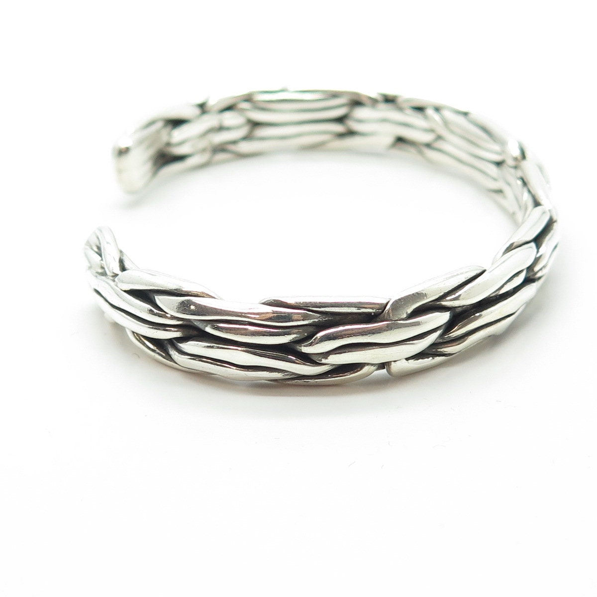 925 Sterling Silver Vintage Mexico Woven Adjustable Bracelet 7"