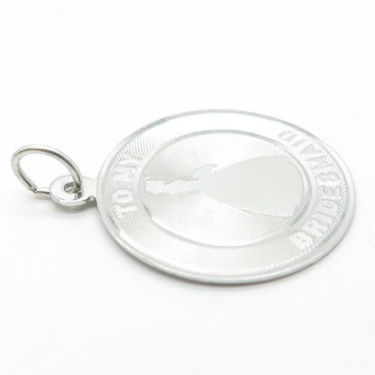 925 Sterling Silver Vintage "To My Bridesmaid" Round Pendant