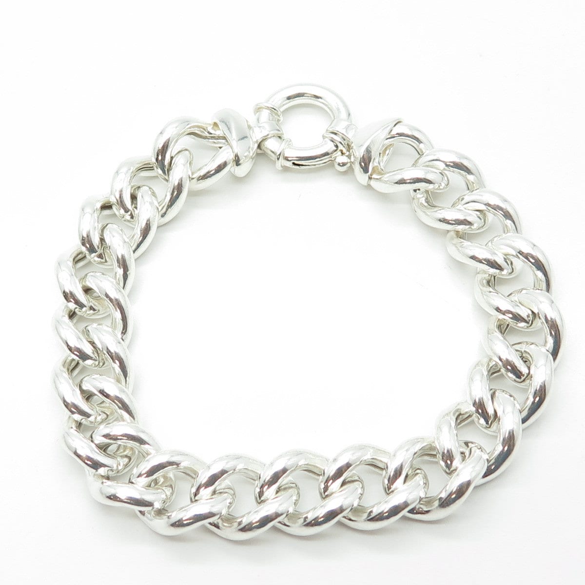 925 Sterling Silver Vintage Italy Cuban Link Bracelet 8"