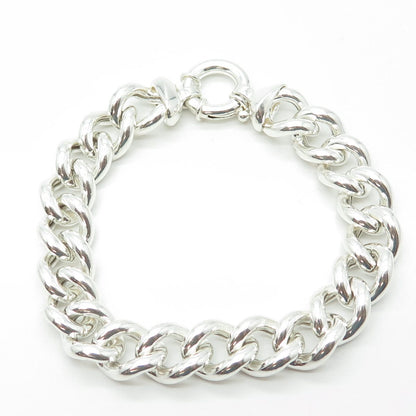 925 Sterling Silver Vintage Italy Cuban Link Bracelet 8"