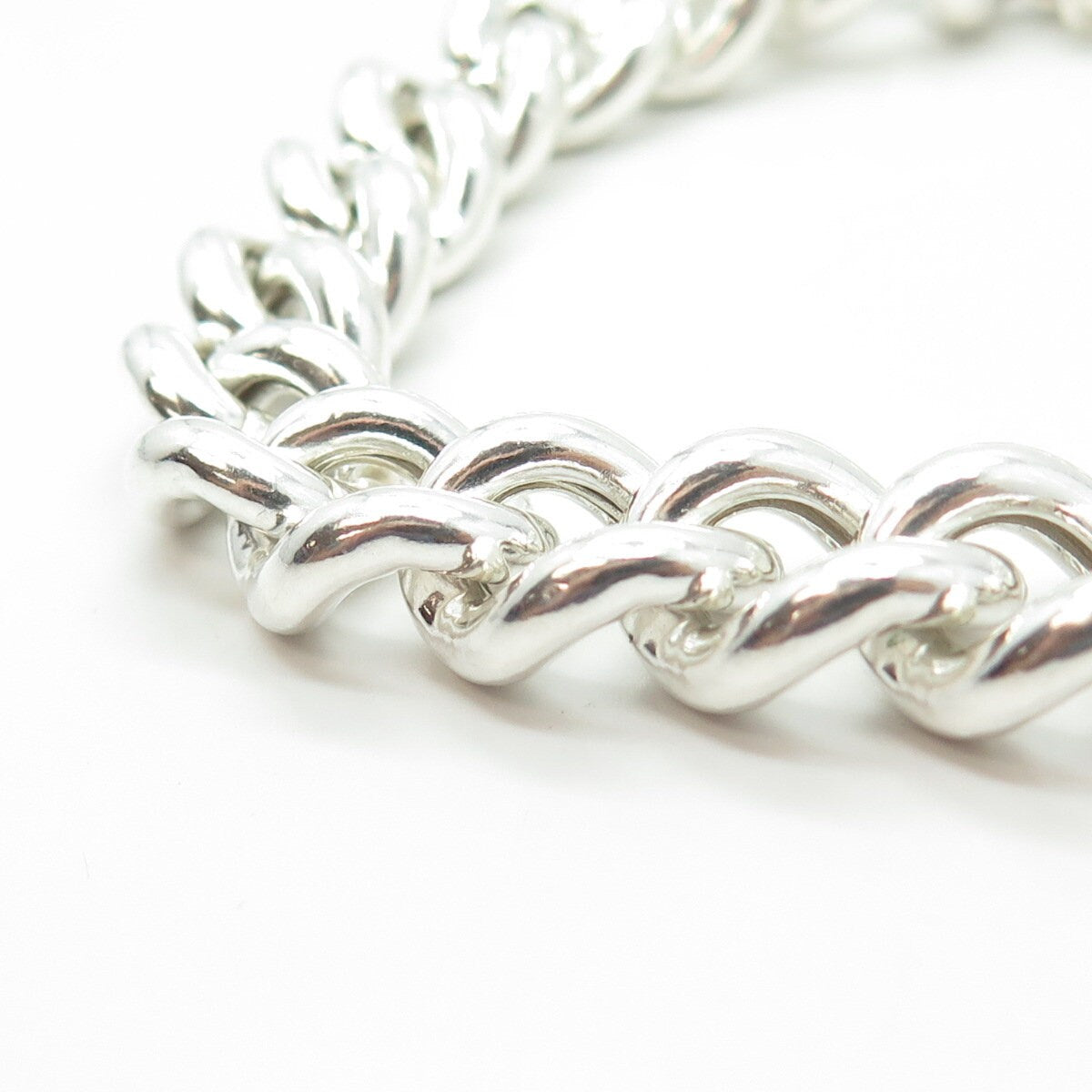 925 Sterling Silver Vintage Italy Cuban Link Bracelet 8"