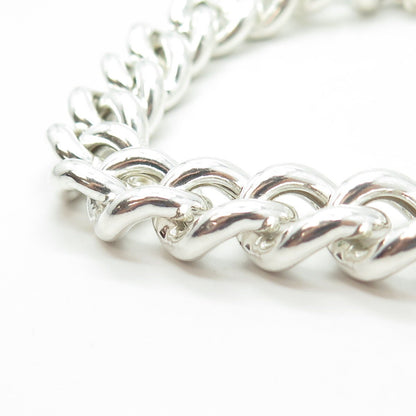 925 Sterling Silver Vintage Italy Cuban Link Bracelet 8"