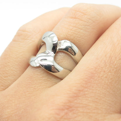 925 Sterling Silver Vintage Interlocked Cocktail Ring Size 7