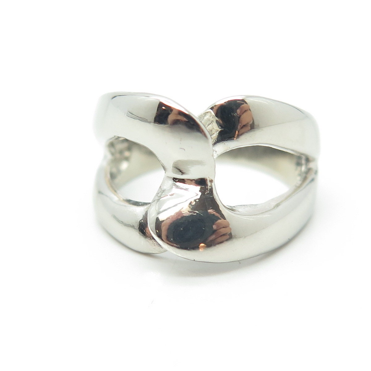 925 Sterling Silver Vintage Interlocked Cocktail Ring Size 7