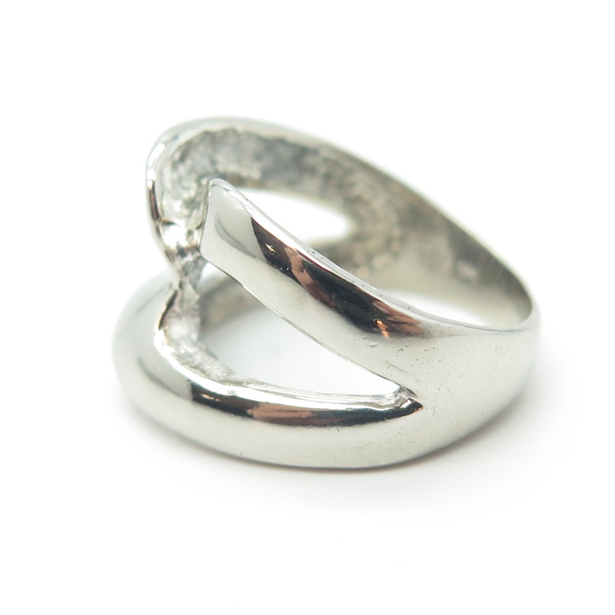925 Sterling Silver Vintage Interlocked Cocktail Ring Size 7