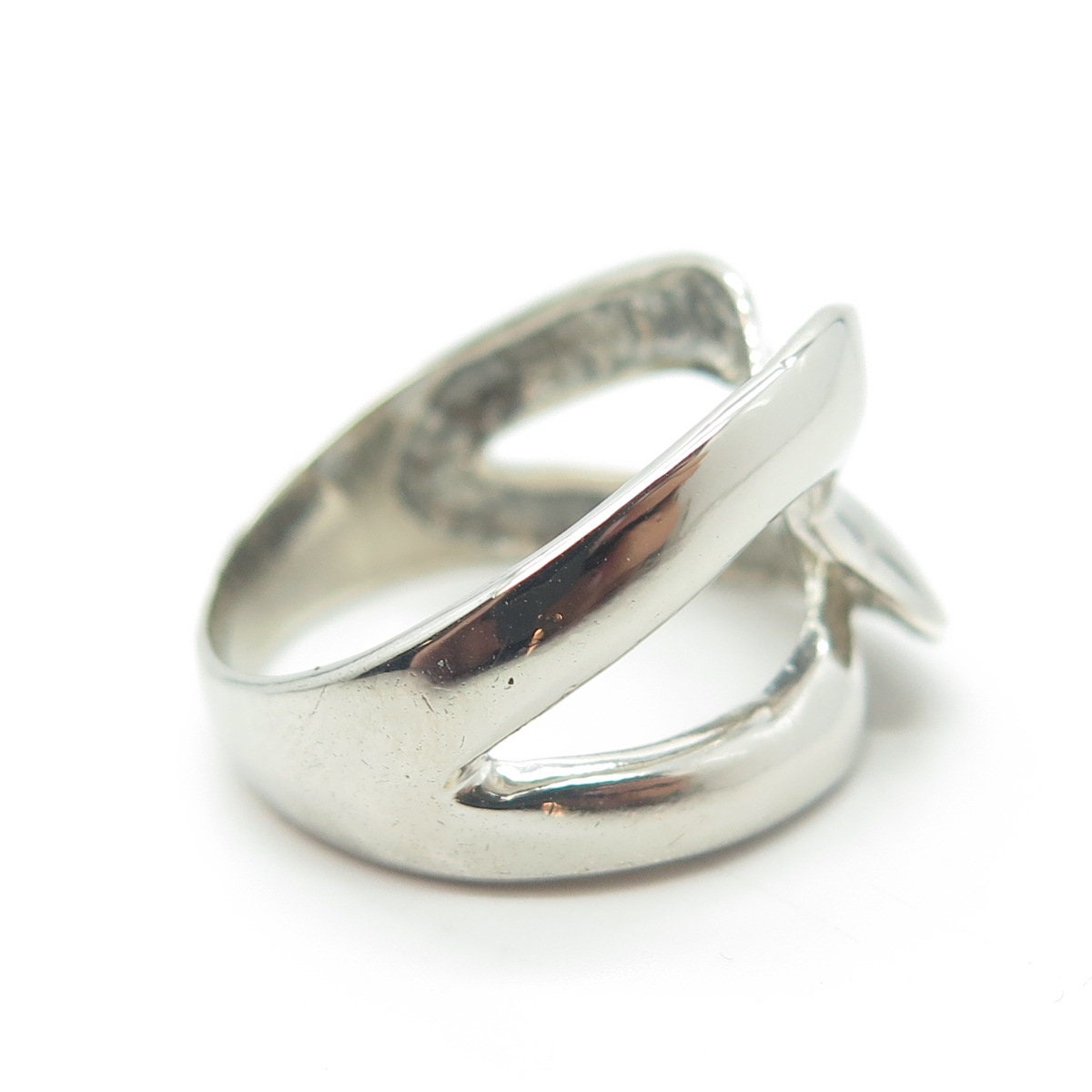 925 Sterling Silver Vintage Interlocked Cocktail Ring Size 7