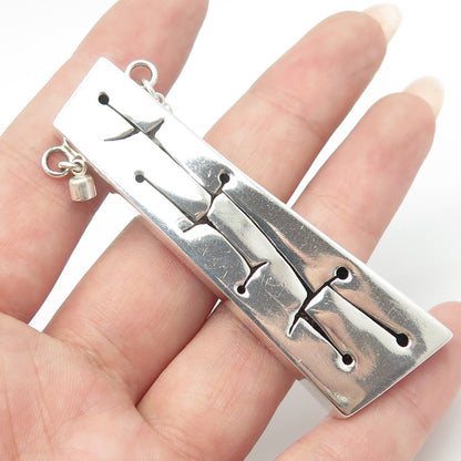925 Sterling Silver Vintage Ethnic Symbols Handmade Centerpiece Pendant