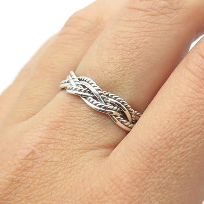 925 Sterling Silver Vintage Woven Band Ring Size 7.25