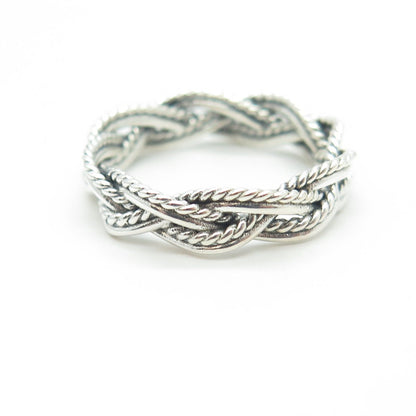925 Sterling Silver Vintage Woven Band Ring Size 7.25