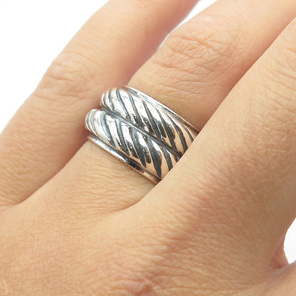 CHATEAU D'ARGENT 925 Sterling Silver Vintage Double Roped Puffy Ring Size 6
