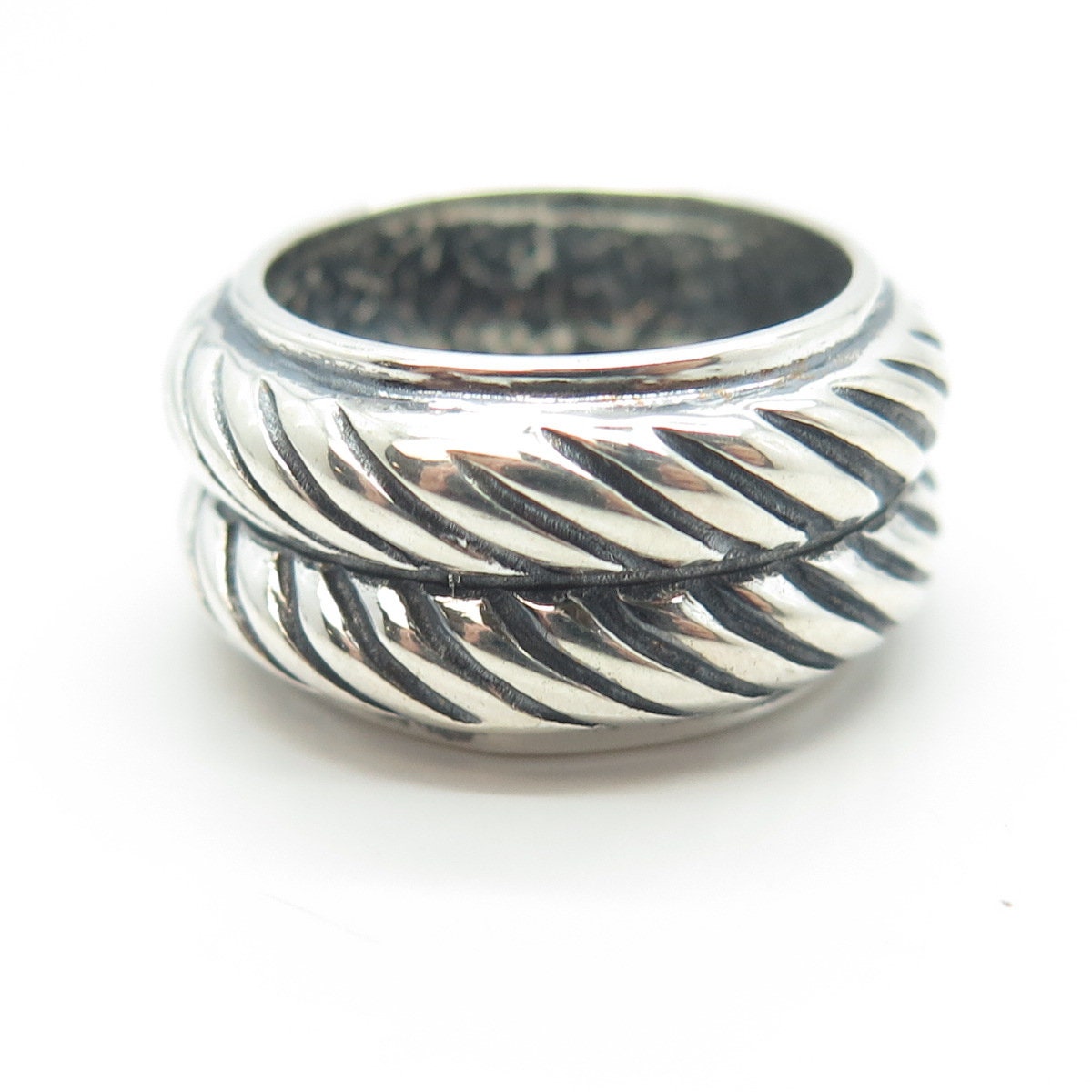 CHATEAU D'ARGENT 925 Sterling Silver Vintage Double Roped Puffy Ring Size 6