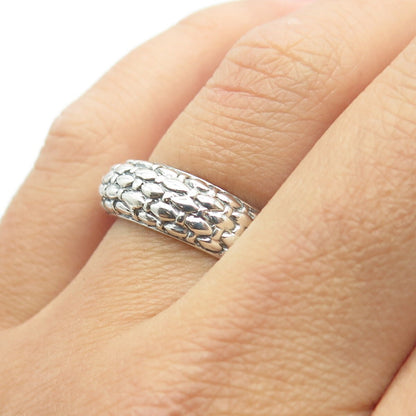 925 Sterling Silver Vintage Rattan Shape Ring Size 6.5