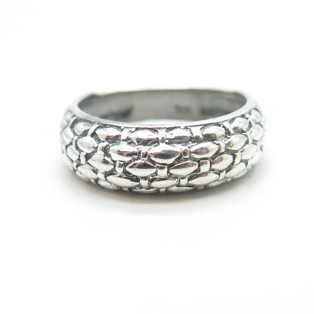 925 Sterling Silver Vintage Rattan Shape Ring Size 6.5