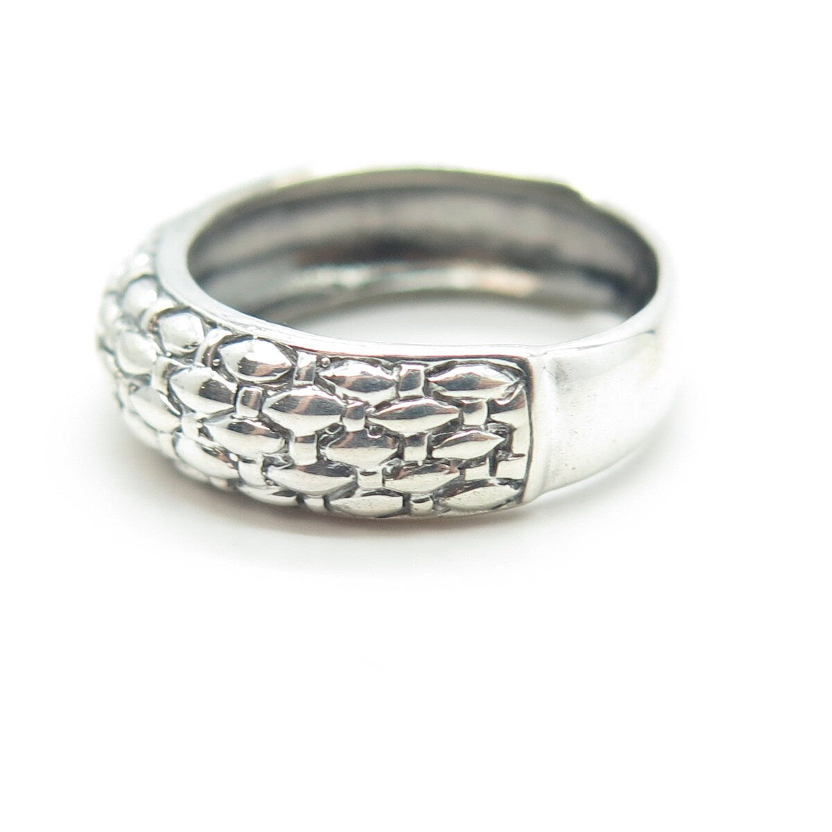 925 Sterling Silver Vintage Rattan Shape Ring Size 6.5