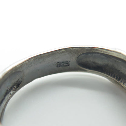 925 Sterling Silver Vintage Rattan Shape Ring Size 6.5