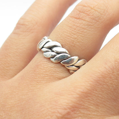 925 Sterling Silver Vintage Mexico Woven Rope Band Ring Size 6