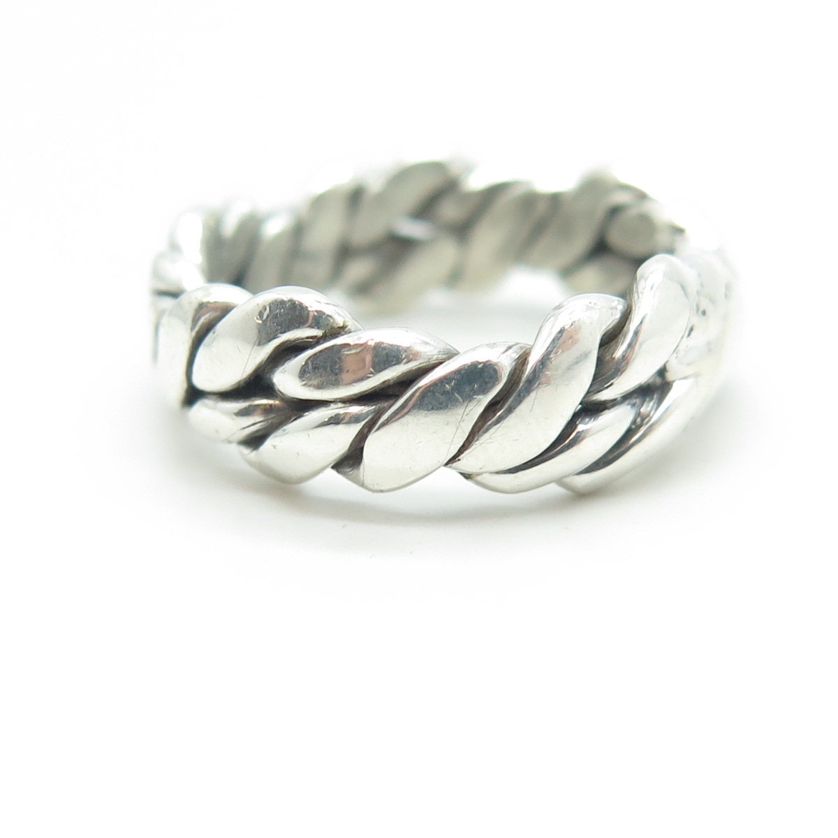 925 Sterling Silver Vintage Mexico Woven Rope Band Ring Size 6