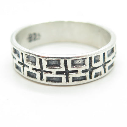 925 Sterling Silver Vintage Geometric Band Ring Size 11.25