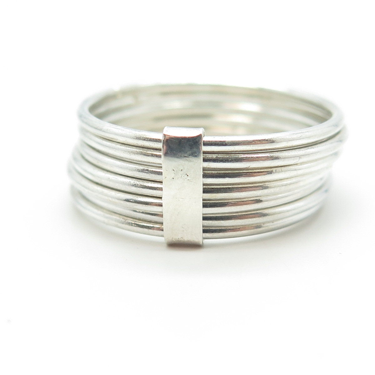 925 Sterling Silver Vintage Multi-Row Band Ring Size 10.5
