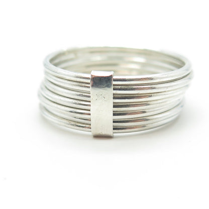 925 Sterling Silver Vintage Multi-Row Band Ring Size 10.5