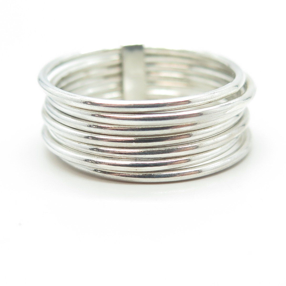 925 Sterling Silver Vintage Multi-Row Band Ring Size 10.5