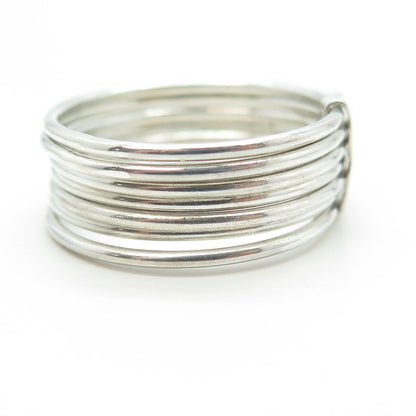 925 Sterling Silver Vintage Multi-Row Band Ring Size 10.5
