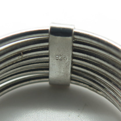 925 Sterling Silver Vintage Multi-Row Band Ring Size 10.5