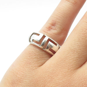 925 Sterling Silver Vintage Greek Maze Ring Size 4.75