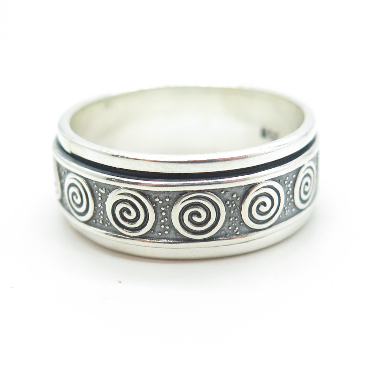 950 Silver Vintage Spiral / Swirl Band Ring Size 11.25