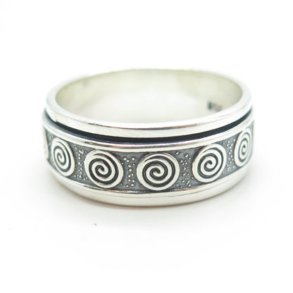950 Silver Vintage Spiral / Swirl Band Ring Size 11.25