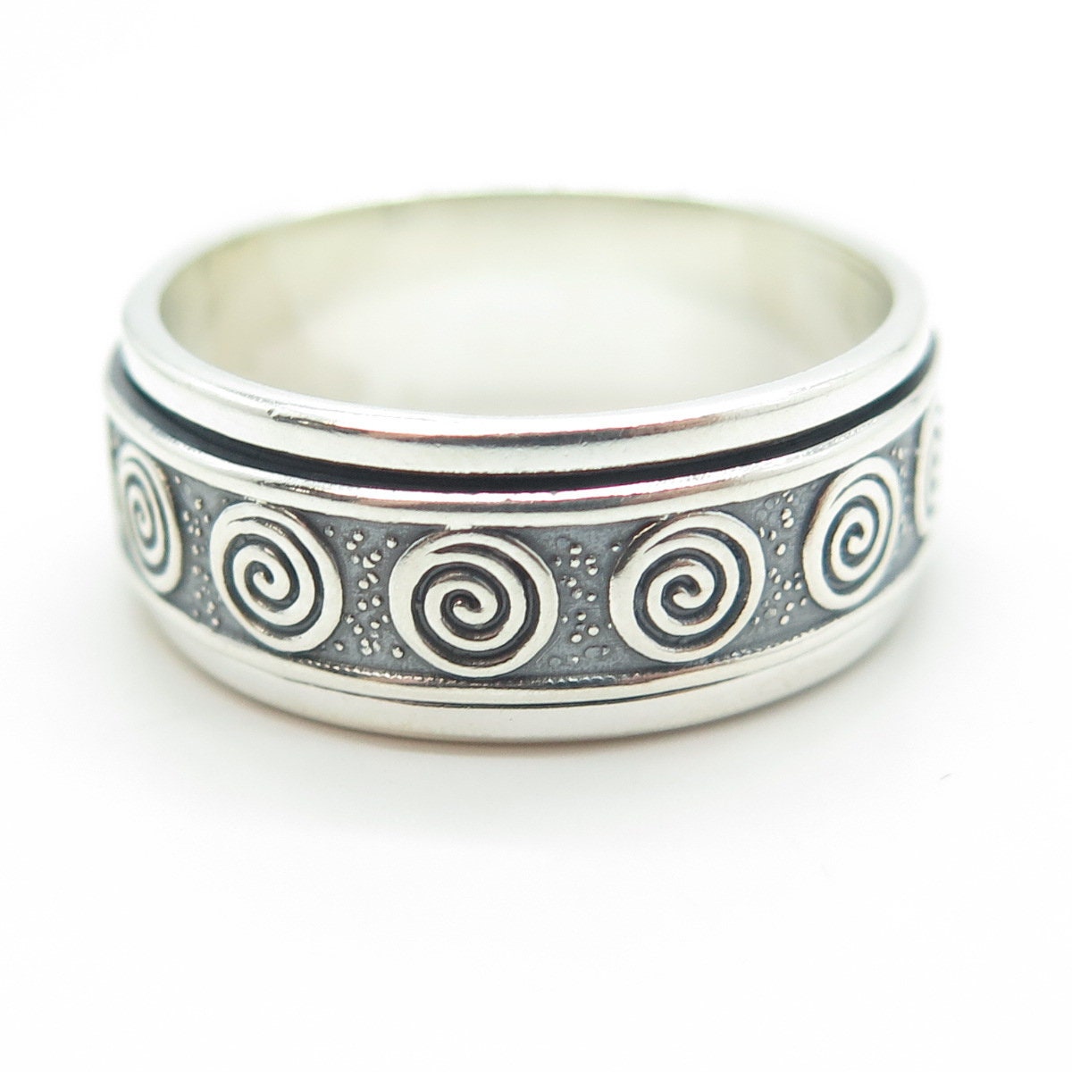 950 Silver Vintage Spiral / Swirl Band Ring Size 11.25