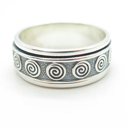 950 Silver Vintage Spiral / Swirl Band Ring Size 11.25