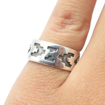 925 Sterling Silver Vintage Ethnic Band Ring Size 6.5