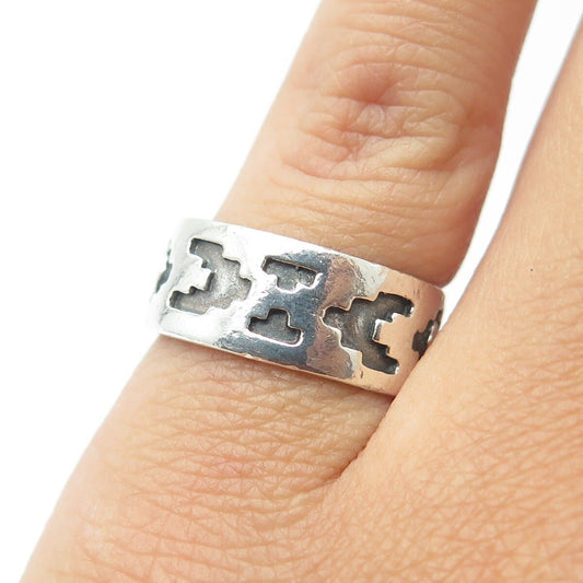 925 Sterling Silver Vintage Ethnic Band Ring Size 6.5